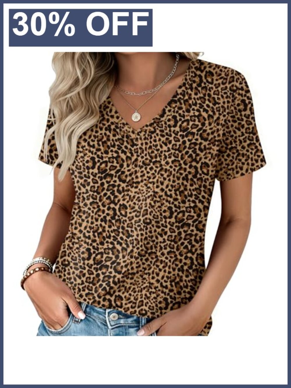 Womens V-Neck Short Sleeve T-Shirt Casual Summer Tee Loose Fit